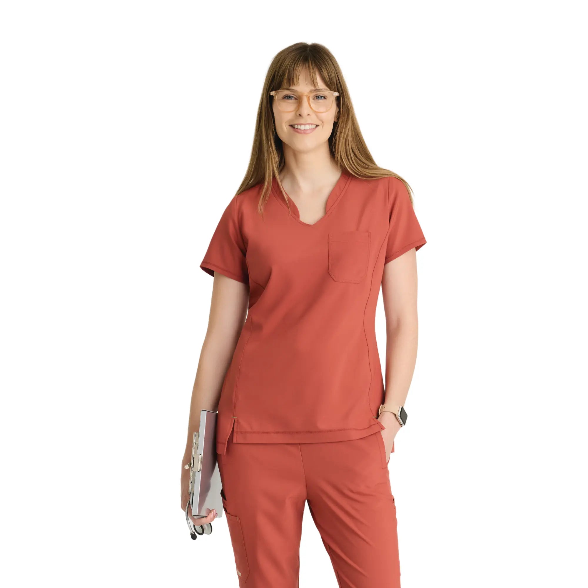 Alba - Tunique col V - Femme - Grey’s Anatomy Evolve Grey’s Anatomy Rouge Terre / XL
