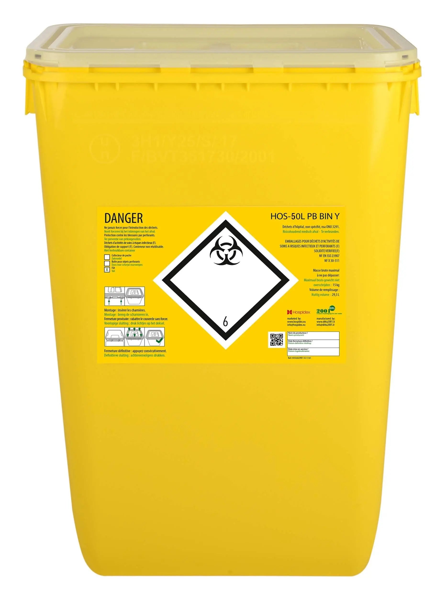Conteneur Fût en plastique rectangulaire - Clinisafe - My Podologie