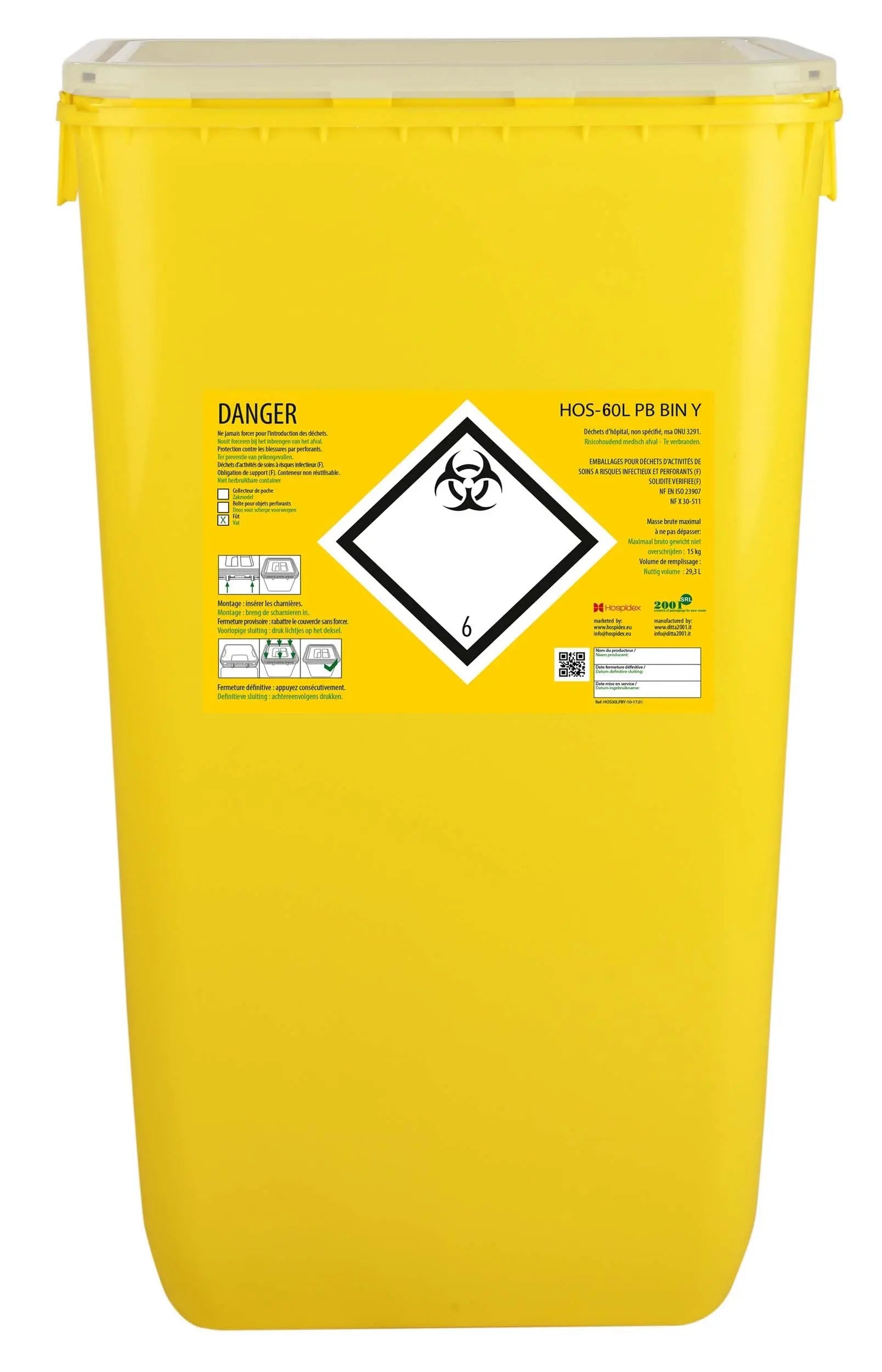 Conteneur Fût en plastique rectangulaire - Clinisafe - My Podologie