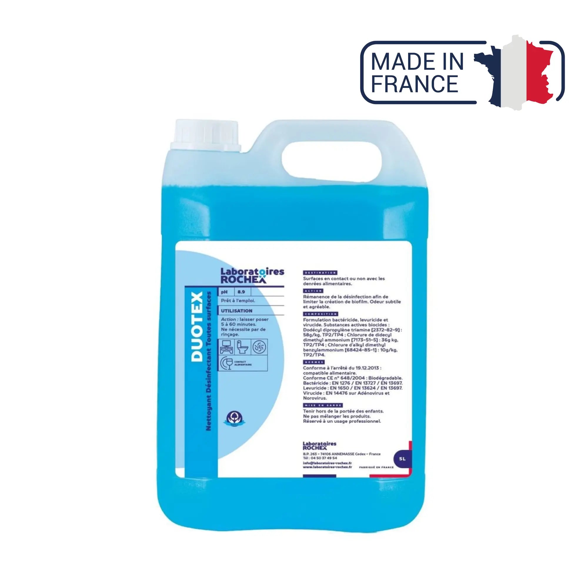 Duotex - Détergent désinfectant sans aldéhyde - 2 contenances Laboratoires ROCHEX