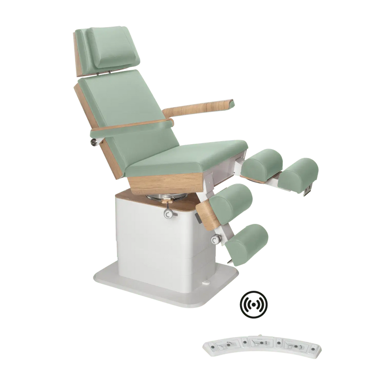 Fauteuil de pédicurie - MOON - Relevage électrique - Wifi - Ruck My Podologie  Sauge-3-moteurs-Chêne