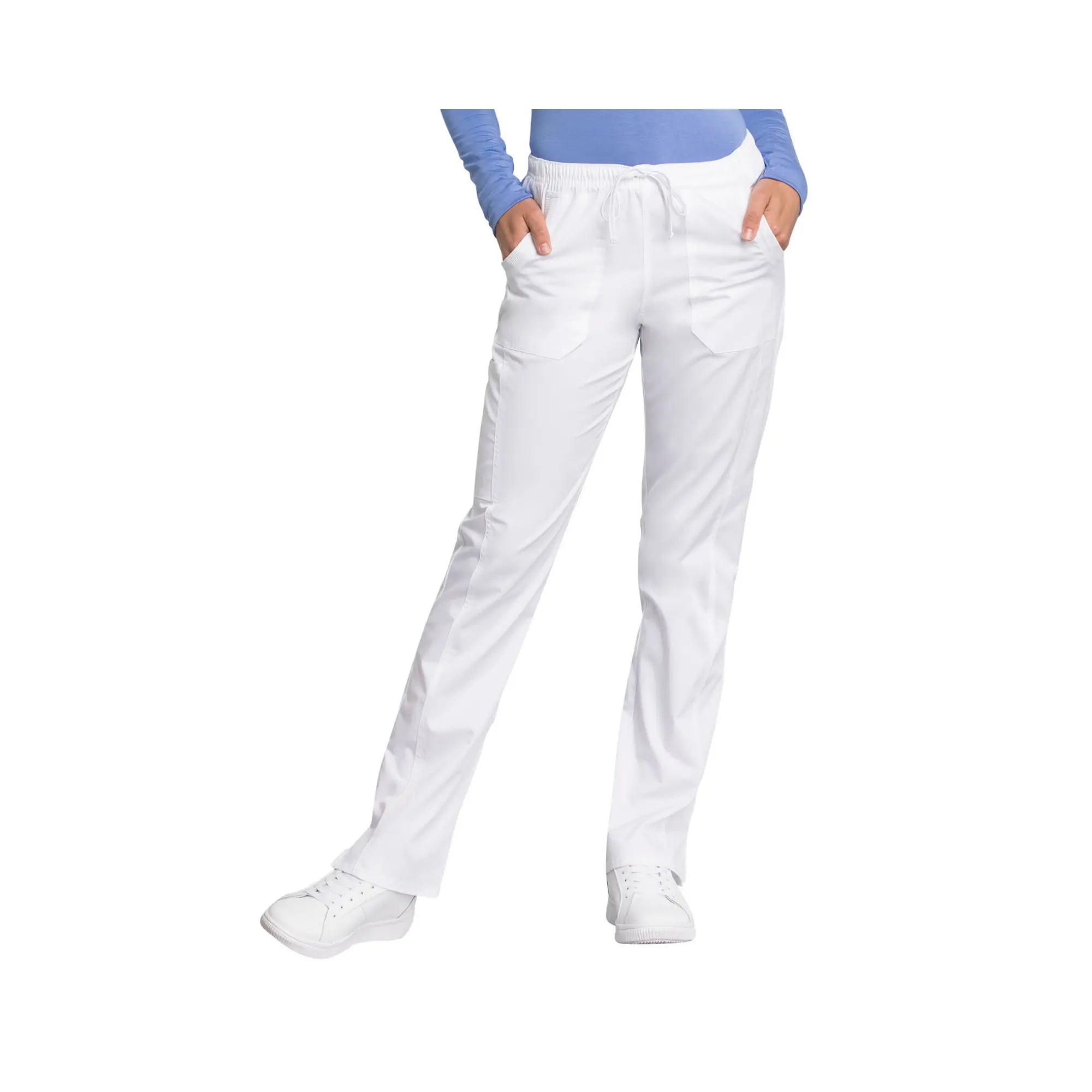 Le Mans - Pantalon droit taille moyenne avec cordon de serrage - Femme - Cherokee Cherokee Authentic Workwear  Blanc-XXXL