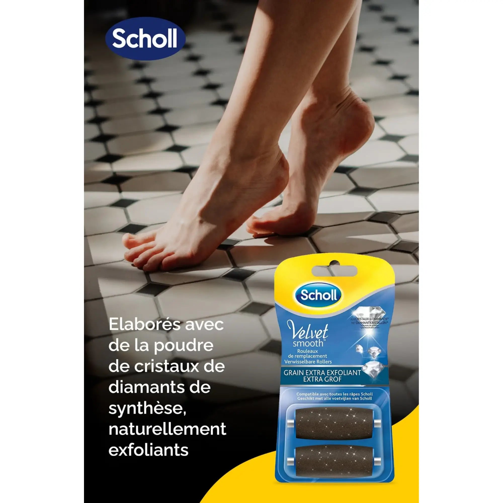 Recharge Rouleau Grain Extra-Exfoliant - Râpe de Pédicurie Électrique - Velvet Smooth - Scholl Scholl