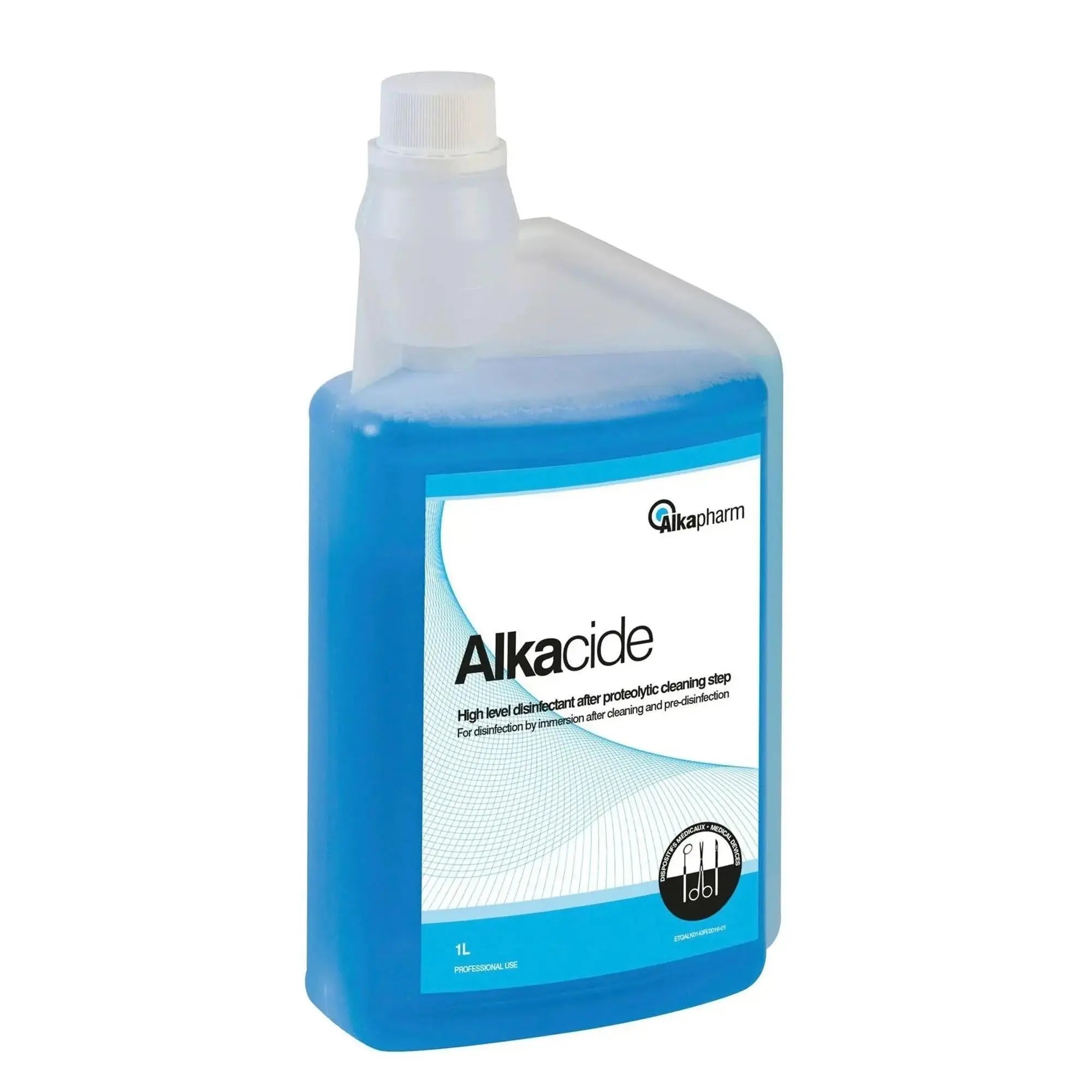 Alkacide - Désinfectant final à froid - Flacon doseur - 1 L - Alkapharm - My Podologie
