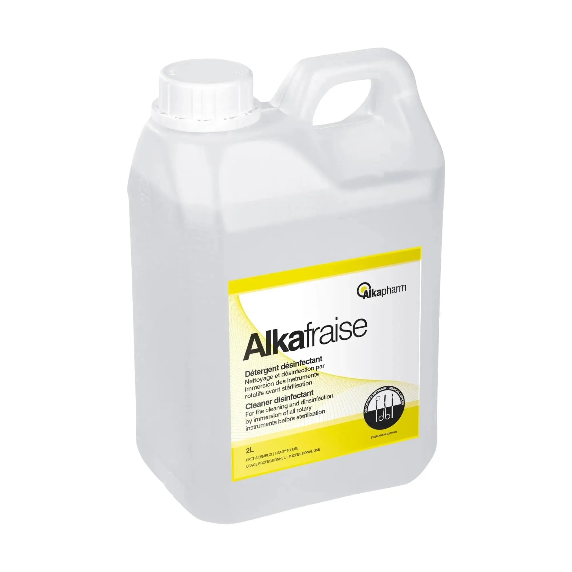 Alkafraise - Détergent désinfectant des fraises et de l'instrumentation rotative - Bidon de 2L - Alkapharm - My Podologie