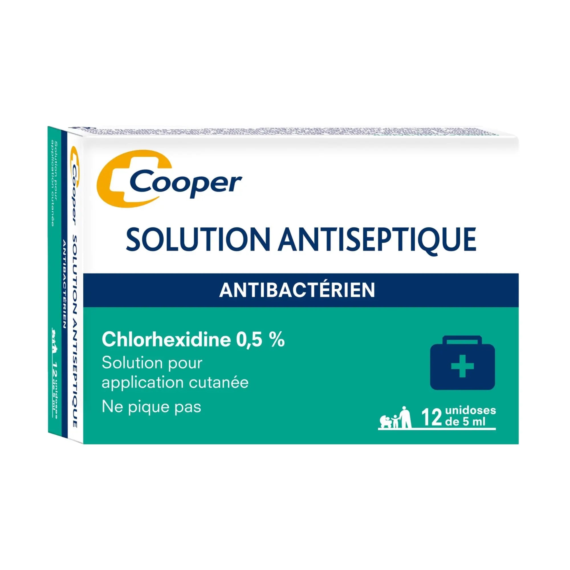 Antiseptique Chlorex 0.5% boite de 12 unidoses de 5ml - Cooper - My Podologie