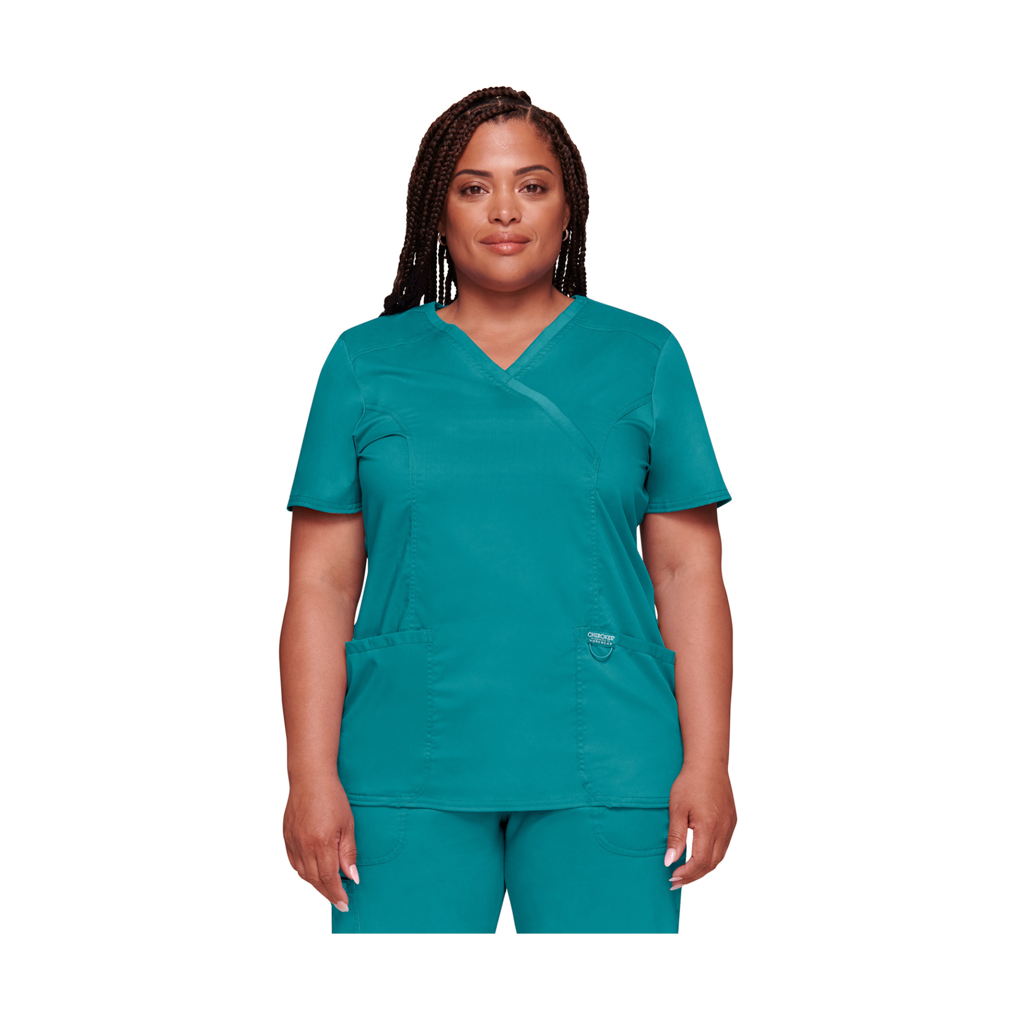 Béziers - Tunique cache-cœur col V - Femme - Cherokee - Couleur 1 Cherokee Authentic Workwear  Bleu-Canard-3XL