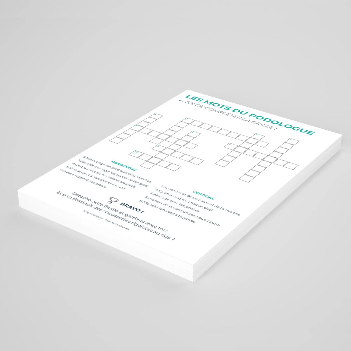 Carnet de jeux enfant : Les mots du podologue (mots fléchés) My Podologie 