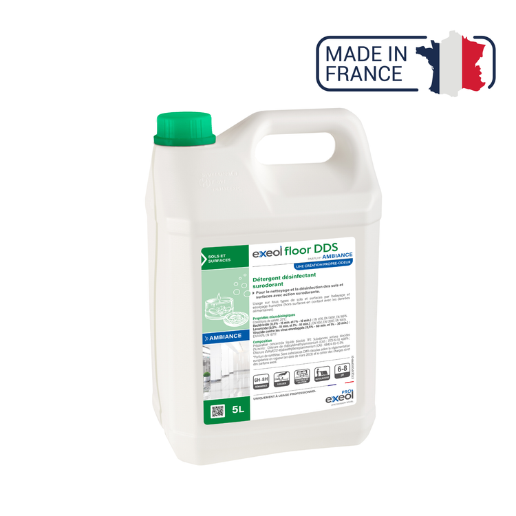 Exeol Floor DDS - Détergent désinfectant surodorant sols et surfaces - Sodel Exeol 