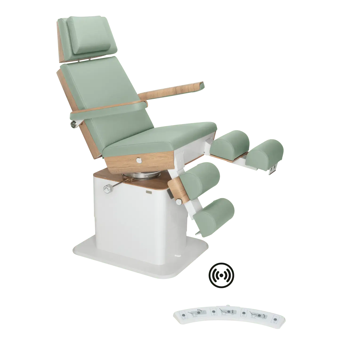 Fauteuil de pédicurie - MOON - Relevage électrique - Wifi - Ruck My Podologie  Sauge-3-moteurs-2-Chêne
