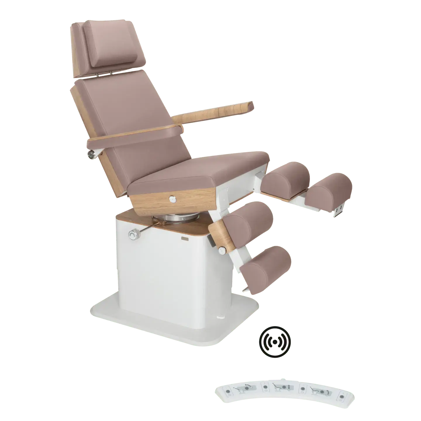Fauteuil de pédicurie - MOON - Relevage électrique - Wifi - Ruck My Podologie  Taupe-3-moteurs-2-Chêne