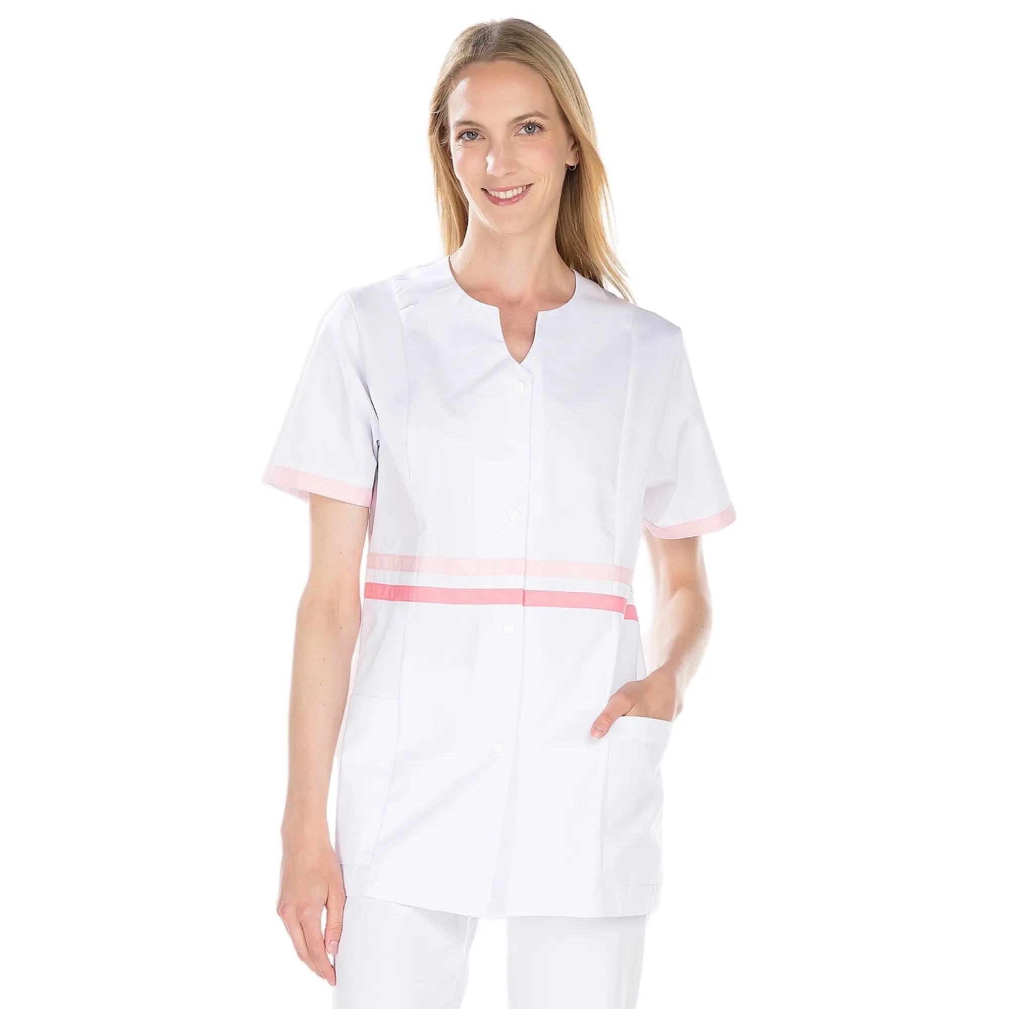 Lou - Tunique - 3 types de manches - Femme - 75 cm My Blouse  Courtes-Sergé-Blanc-Rose-T6-XXXL