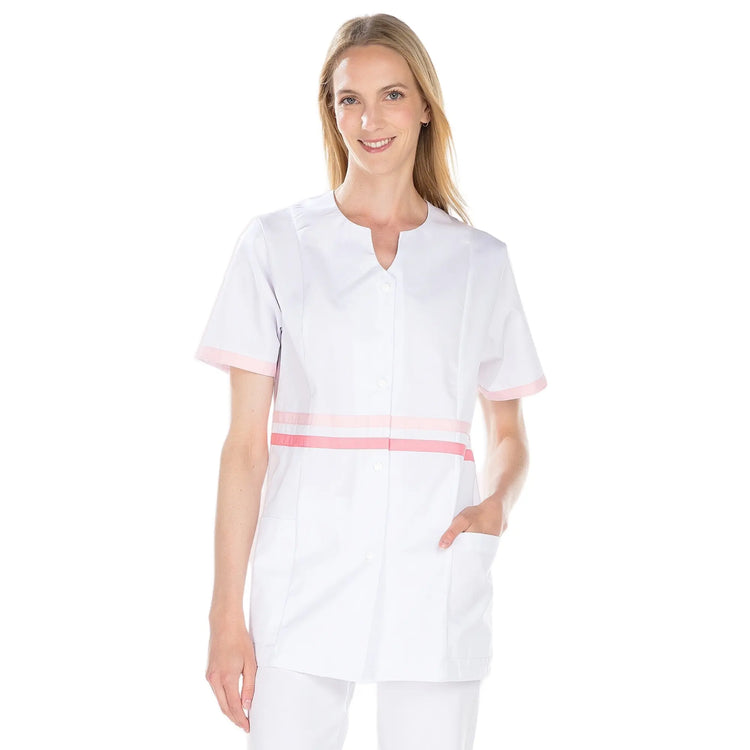 Lou - Tunique - 3 types de manches - Femme - 75 cm My Blouse  Courtes-Sergé-Blanc-Rose-T6-XXXL