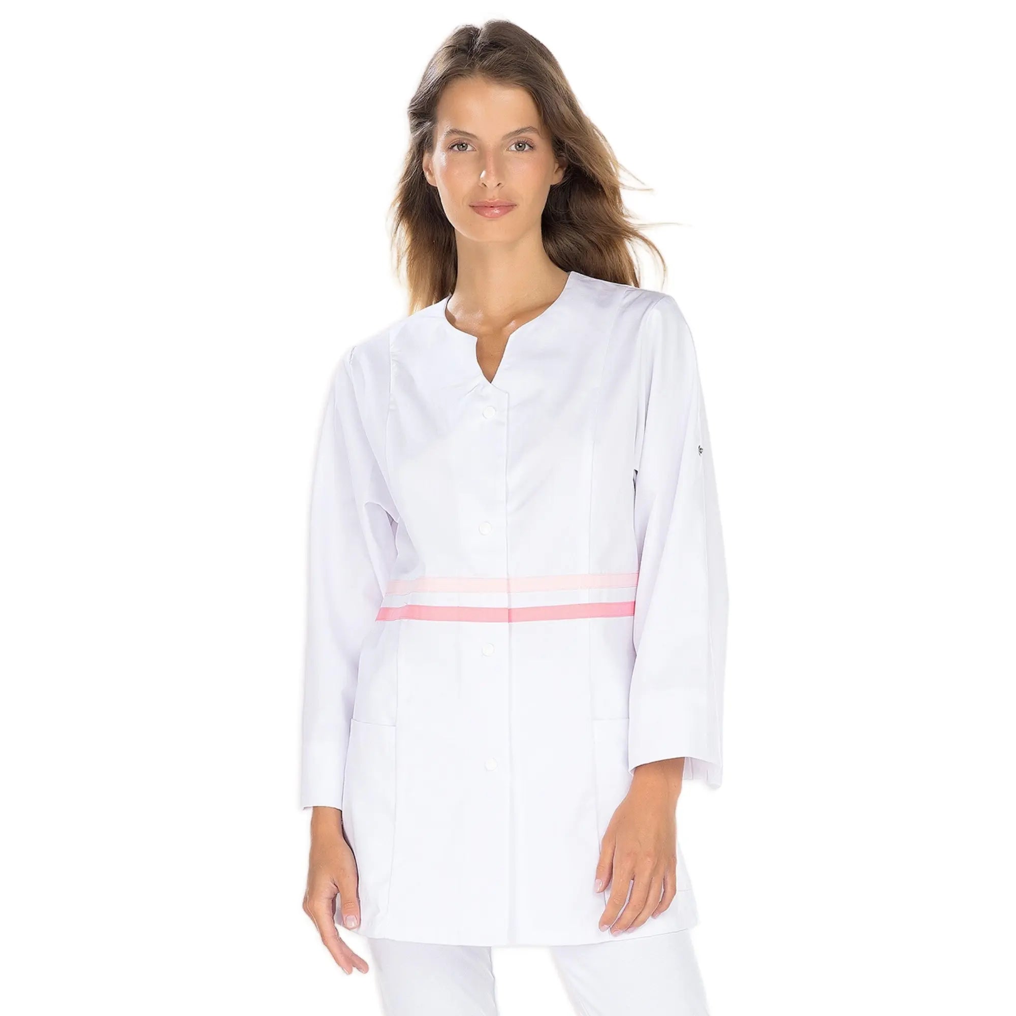 Lou - Tunique - 3 types de manches - Femme - 75 cm My Blouse  Longues-Transformables-Sergé-Blanc-Rose-T6-XXXL