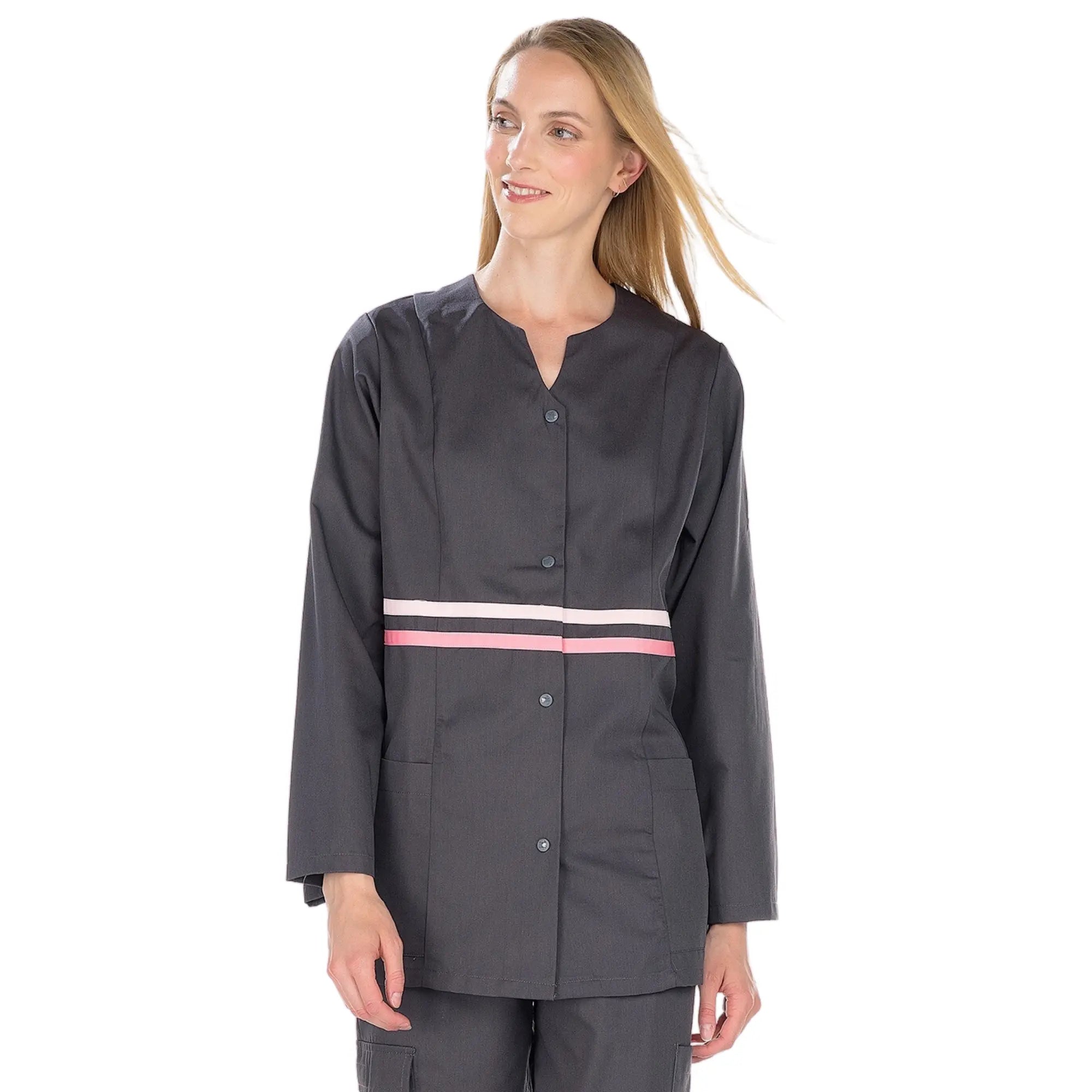Lou - Tunique - 3 types de manches - Femme - 75 cm My Blouse  Longues-Transformables-Sergé-Anthracite-Rose-T6-XX