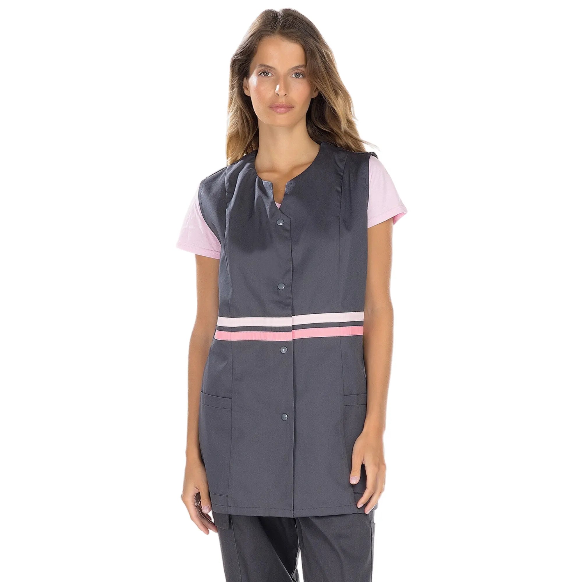 Lou - Tunique - 3 types de manches - Femme - 75 cm My Blouse  Sans-Manches-Sergé-Anthracite-Rose-T6-XXXL