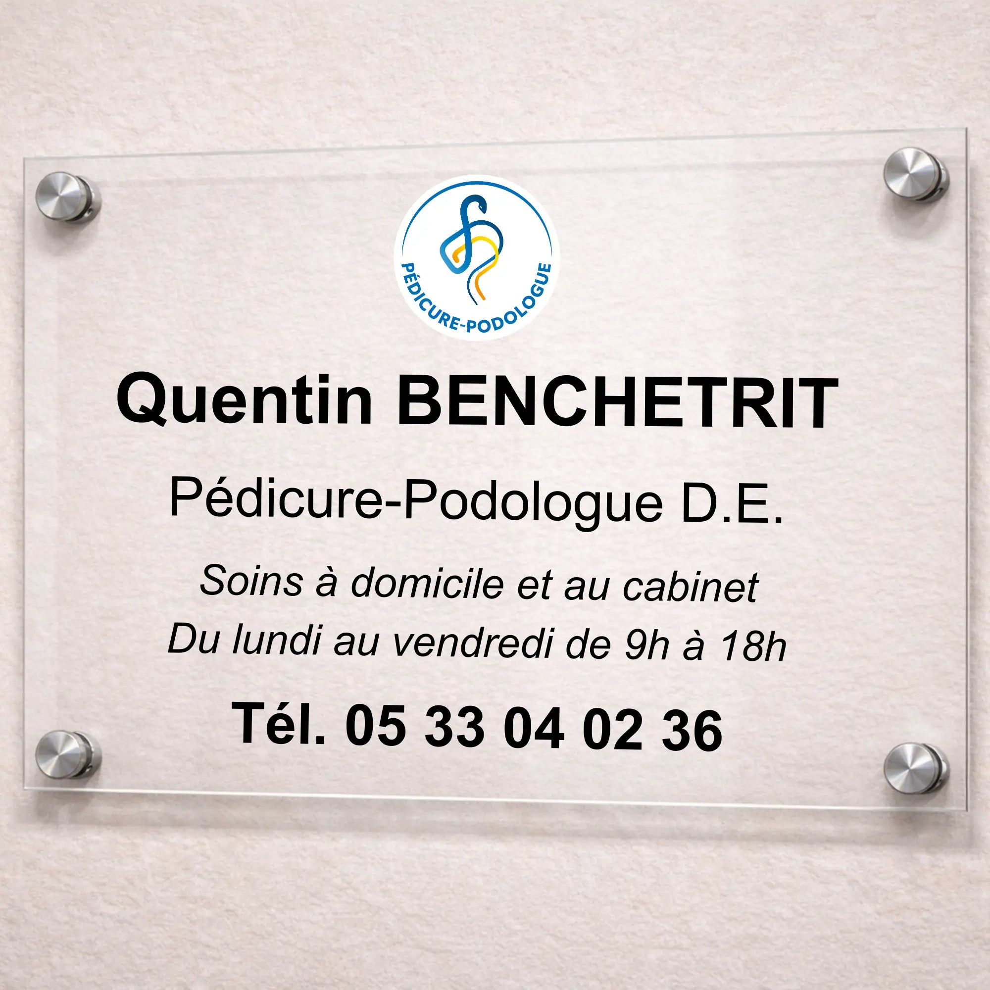 Plaque professionnelle Pédicure-Podologue personnalisable My Podologie 